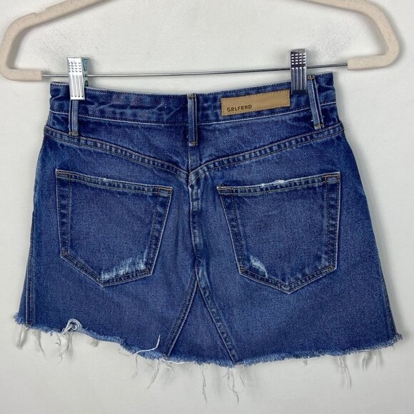 Revolve GRLFRND Denim Eva A-Frame Gusset Mini Skirt Walk The Way Size 24‎ or 0 - Picture 10 of 11